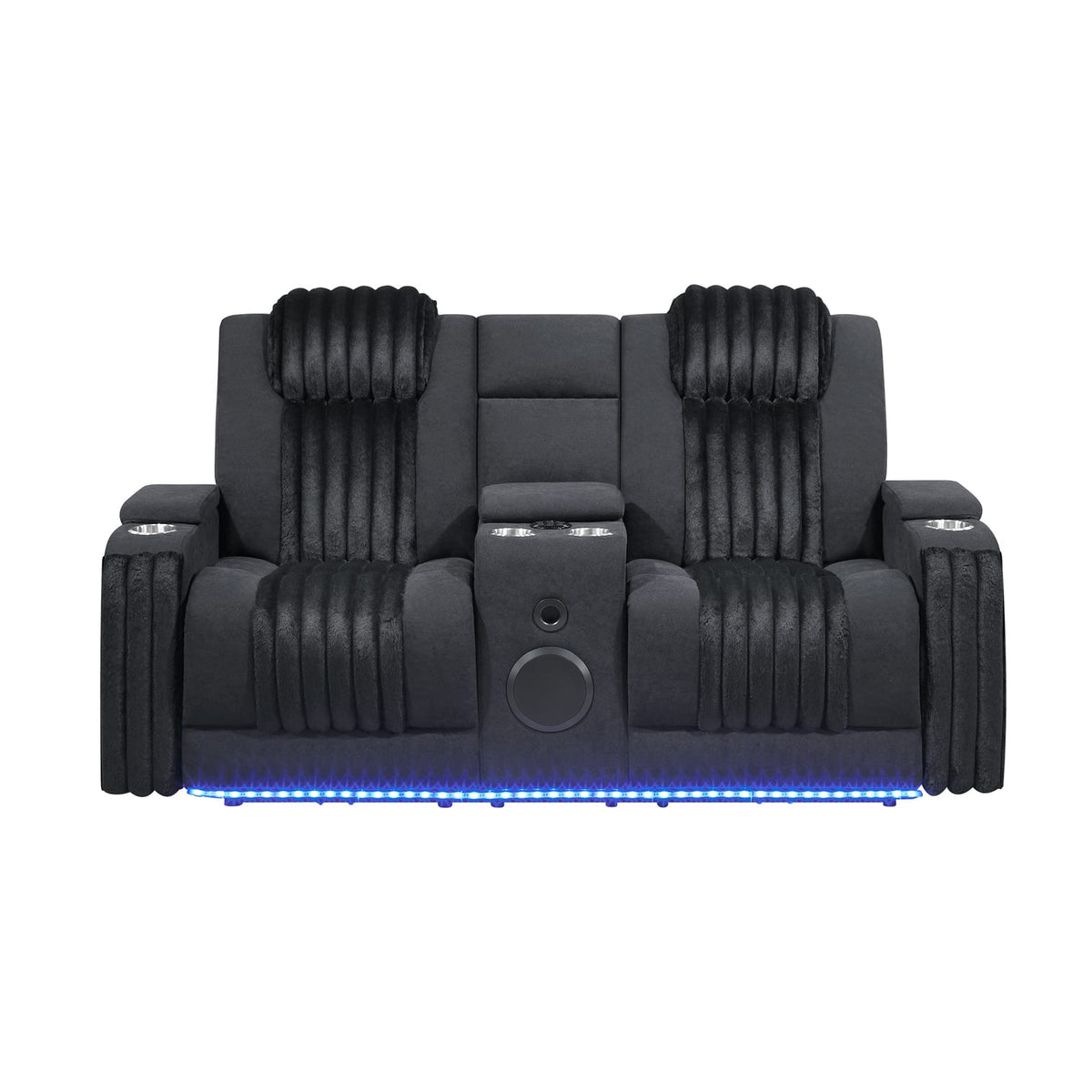 Black Polyester Power Reclining Loveseat - 72" for Living Room