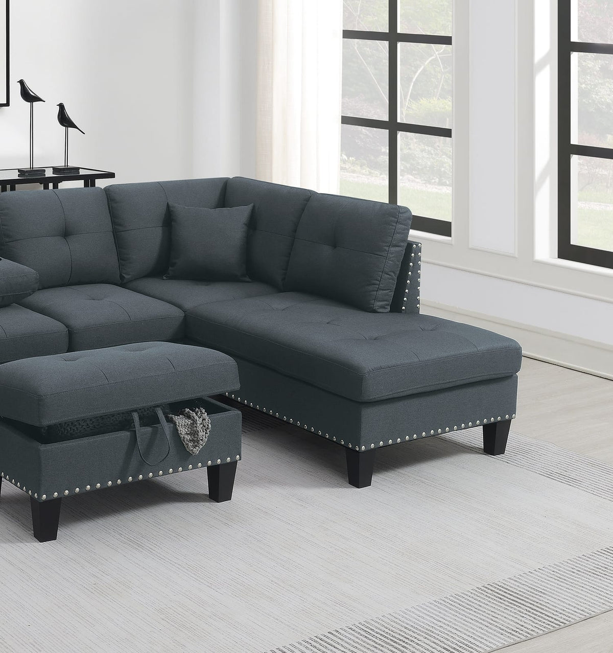 Charcoal L-Shaped Sectional Sofa for Modern Living Rooms