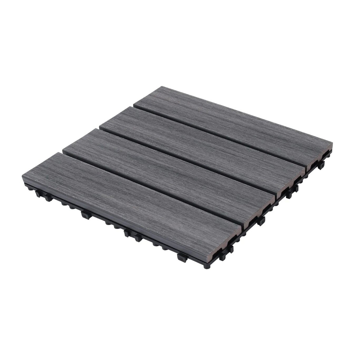 Dark Gray WPC Deck Tiles - 22 Pack for Outdoor Patio & Indoor Use