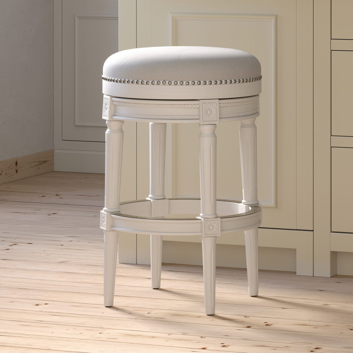 White Wood Bar Stool 31 Inch - Kitchen Island Seating