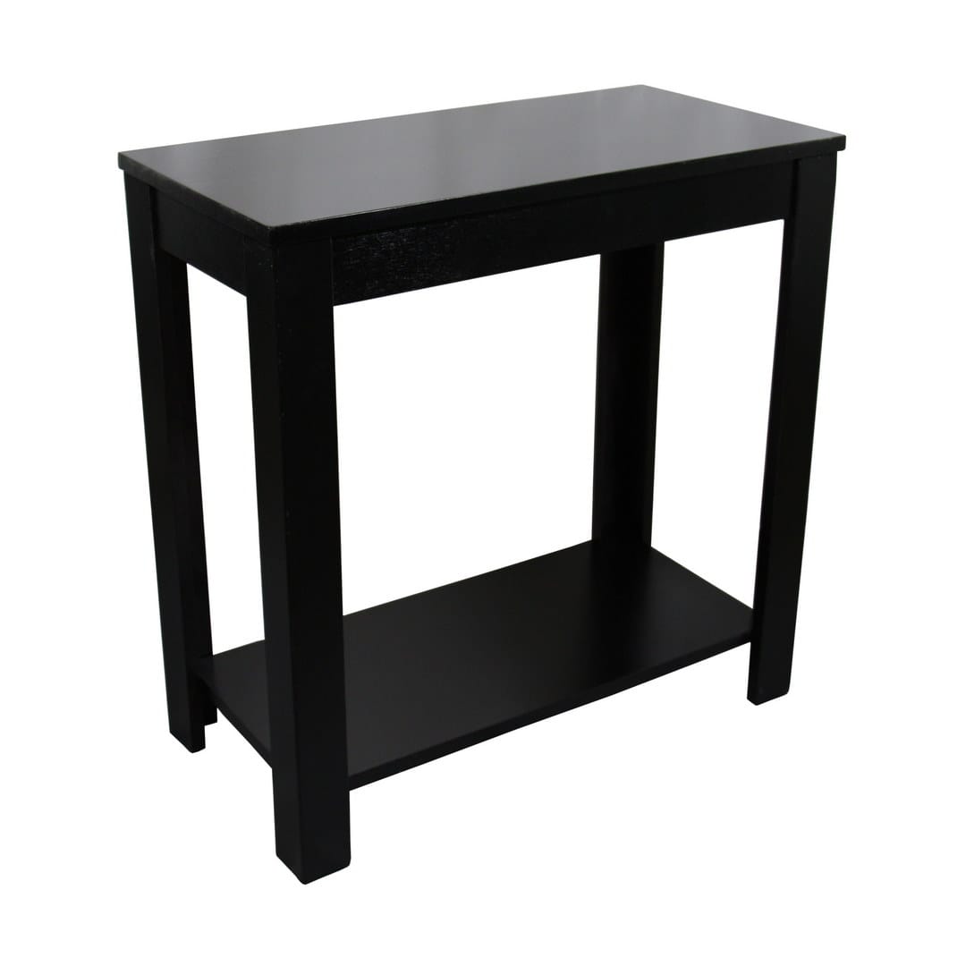 24" Wooden End Table - Black Finish | Storage Side Table