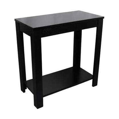 24" Wooden End Table - Black Finish | Storage Side Table