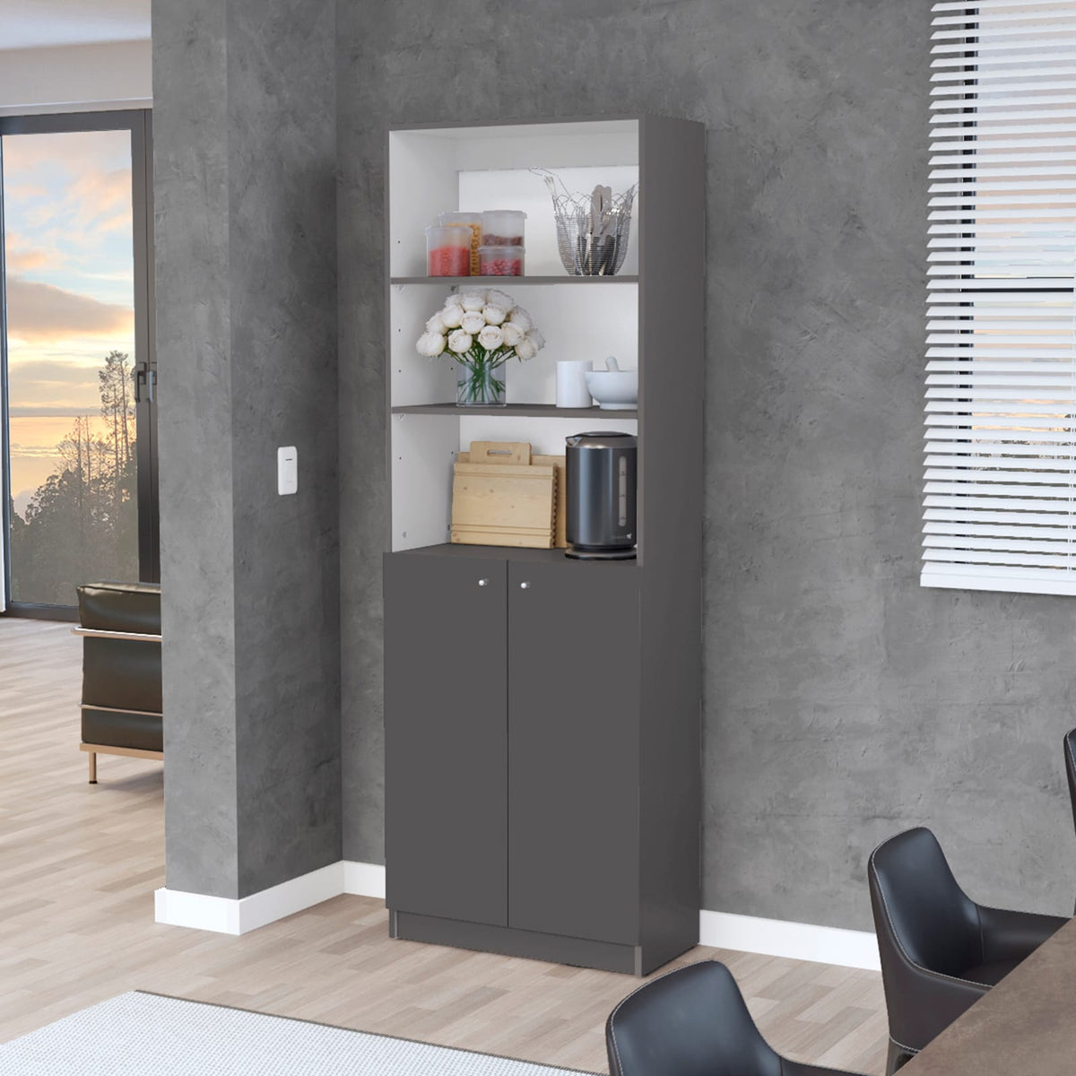 Multicolor Engineered Wood Display Shelving Unit