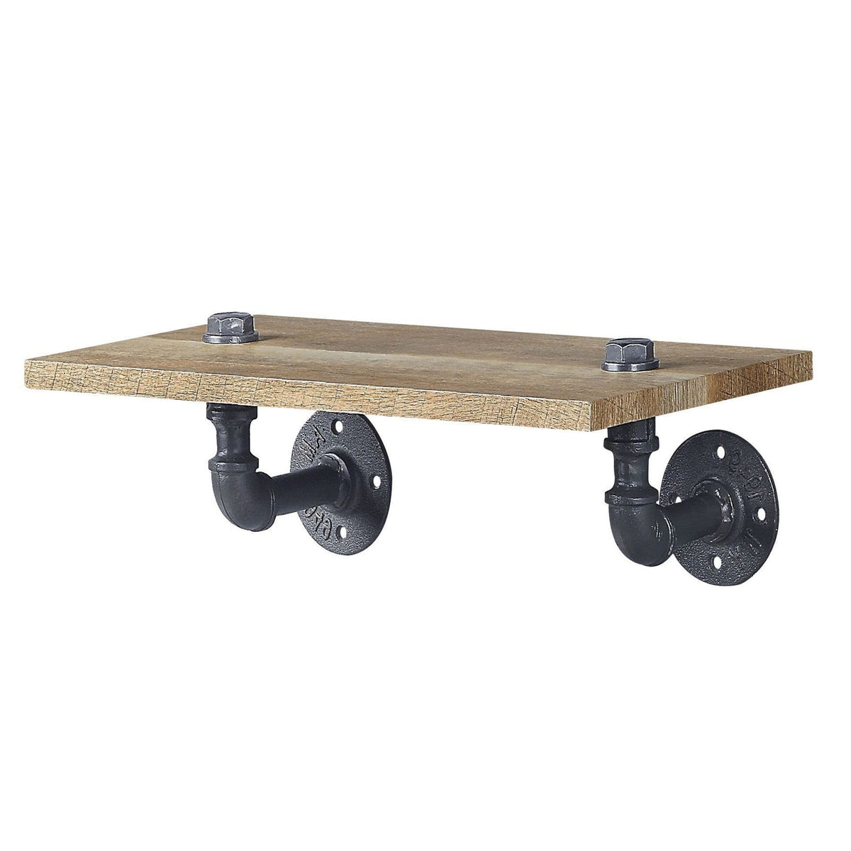 Oak and Sandy Black Rectangle Wall Shelf - Display Storage