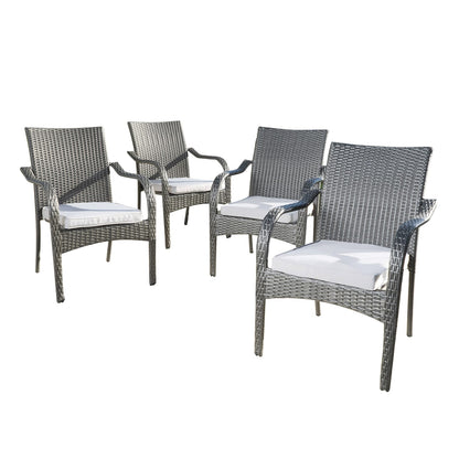 6 Piece Acacia Wood Patio Dining Set Grey Teak