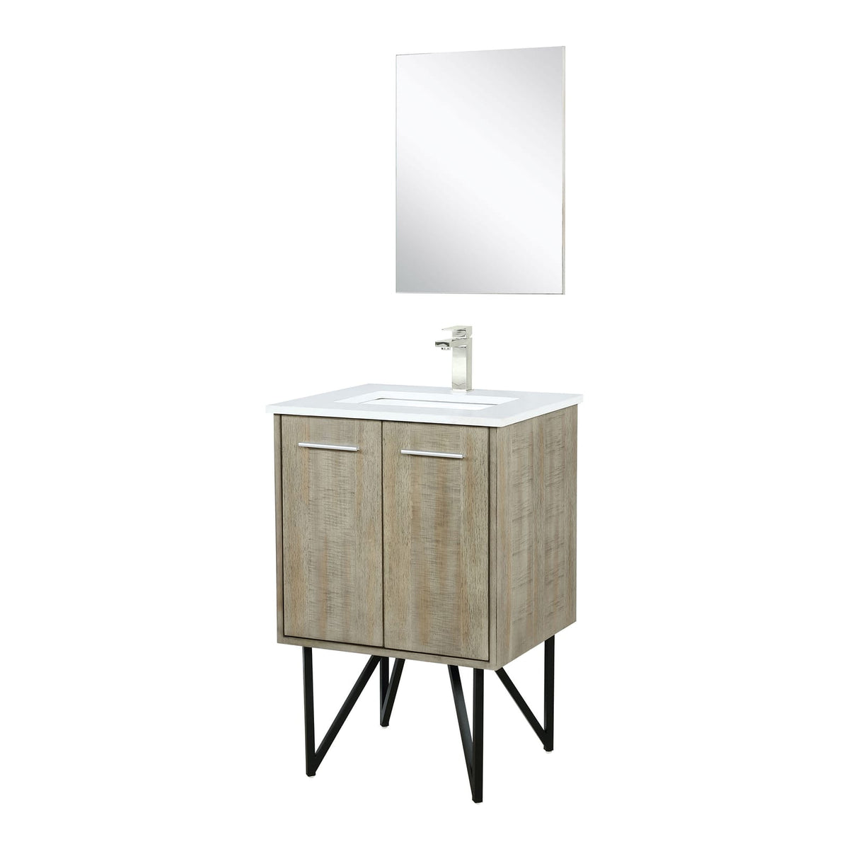 Acacia Wood Bath Vanity with Quartz Top & Mirror