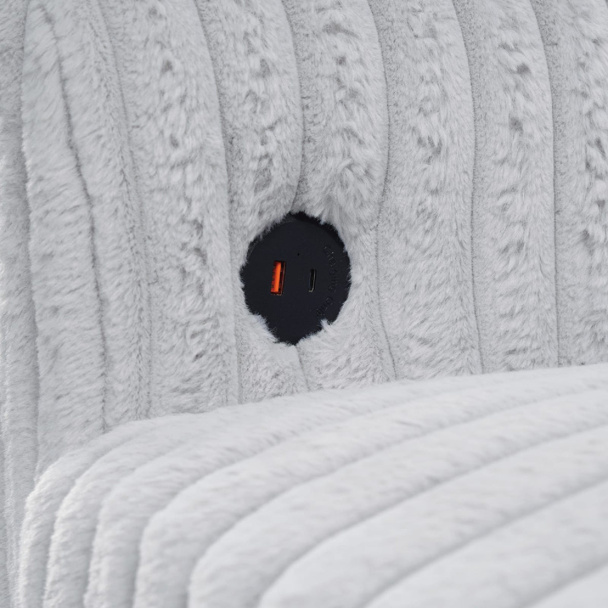 100-Inch Corduroy Sofa - 3 Seat Modular with Charging Ports
