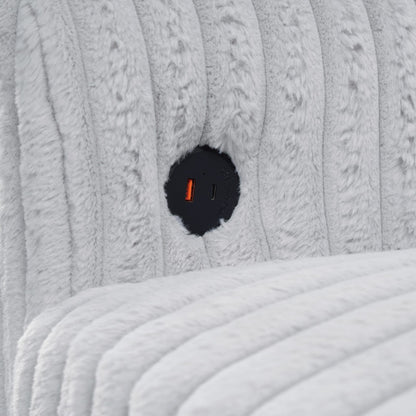100-Inch Corduroy Sofa - 3 Seat Modular with Charging Ports