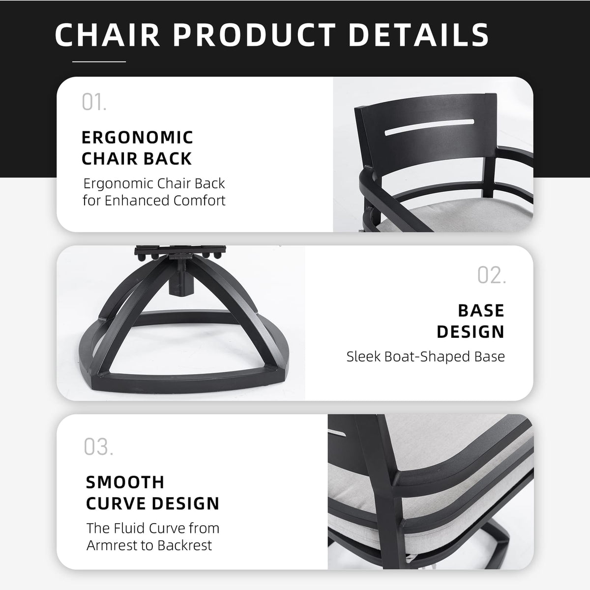 Ember Black Aluminum Patio Swivel Rocker 2-Piece Set