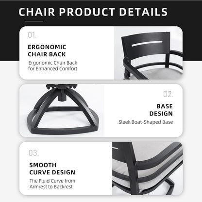 Ember Black Aluminum Patio Swivel Rocker 2-Piece Set