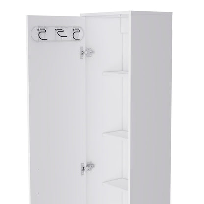 White Storage Cabinet 70.87" Height with Broom Storage