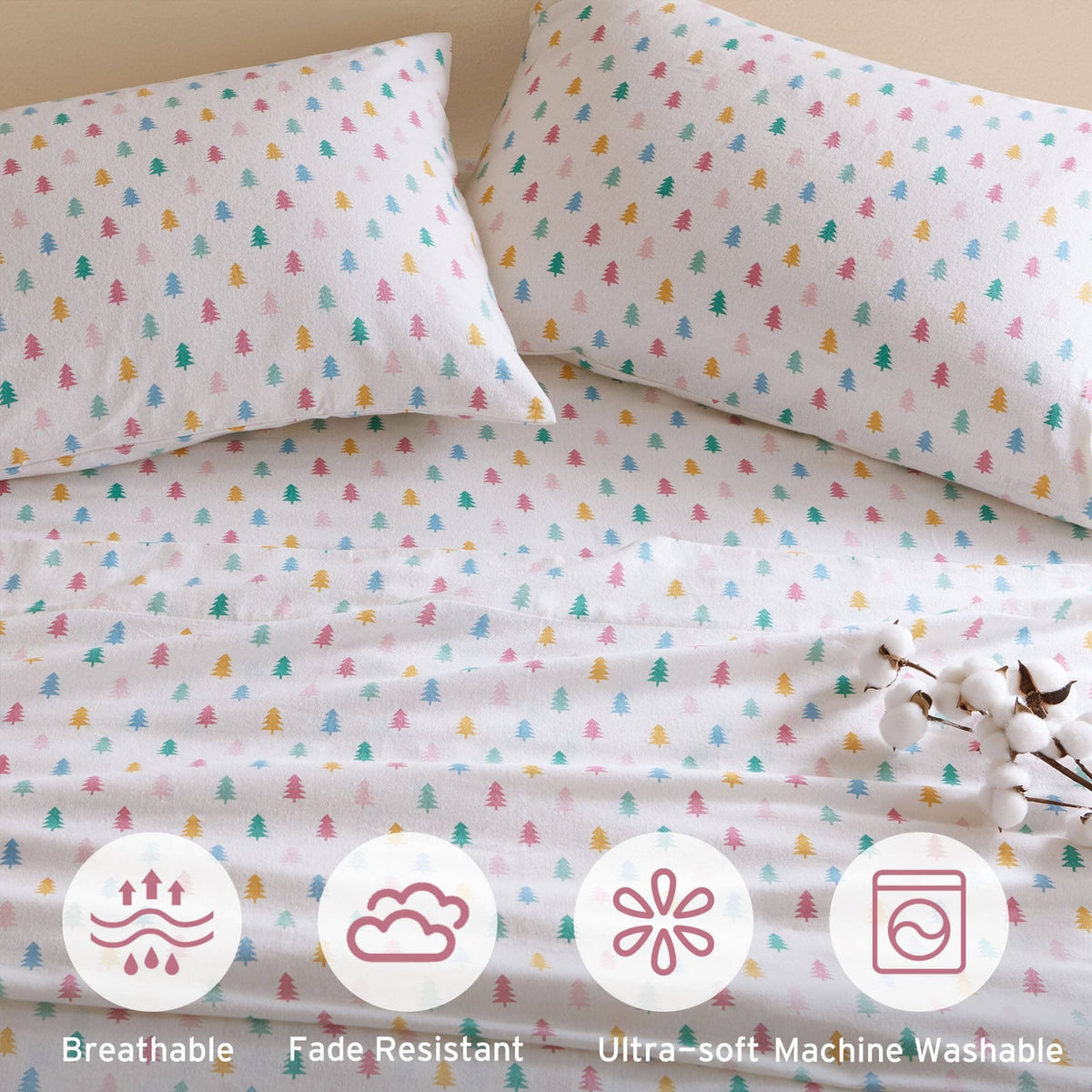 Multicolor 100% Cotton Queen Sheet Set for Soft Bedroom Comfort