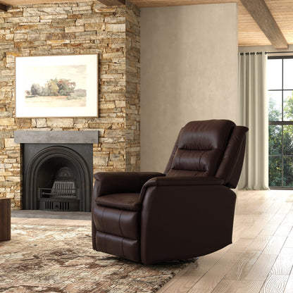 Dark Brown Manual Recliner with Swivel & Footrest for Living Room