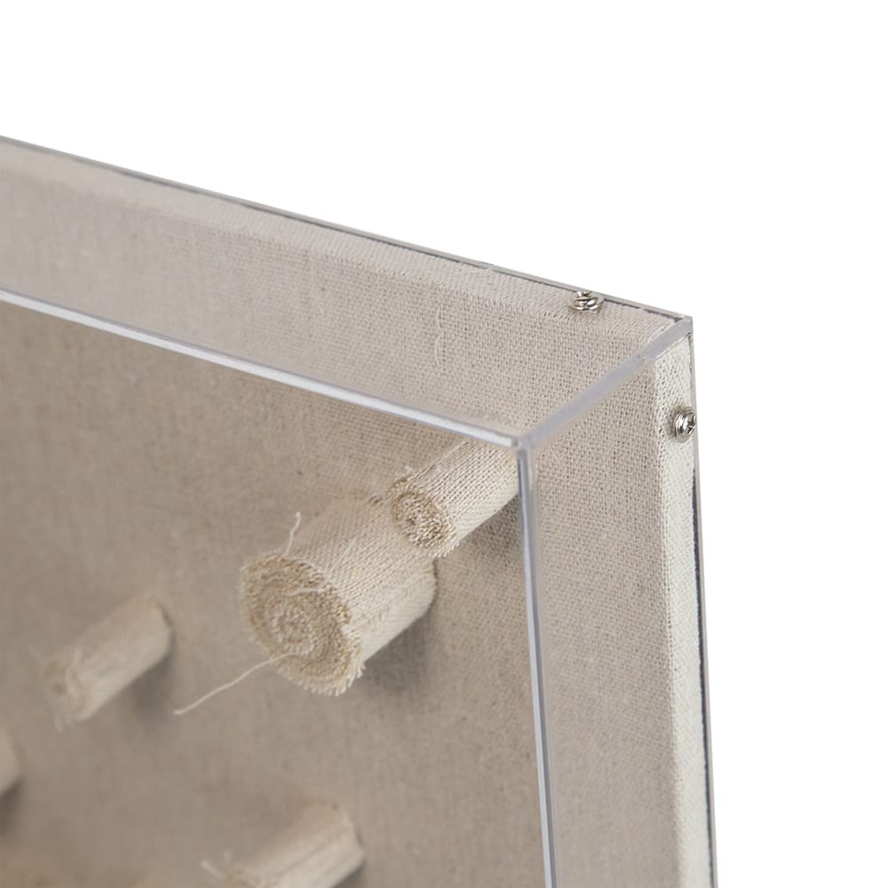 Beige Linen Shadowbox Wall Art in Acrylic for Bedroom Decor
