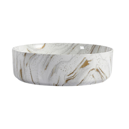 White Gold Ceramic Bathroom Vanity Sink - Above Counter Basin