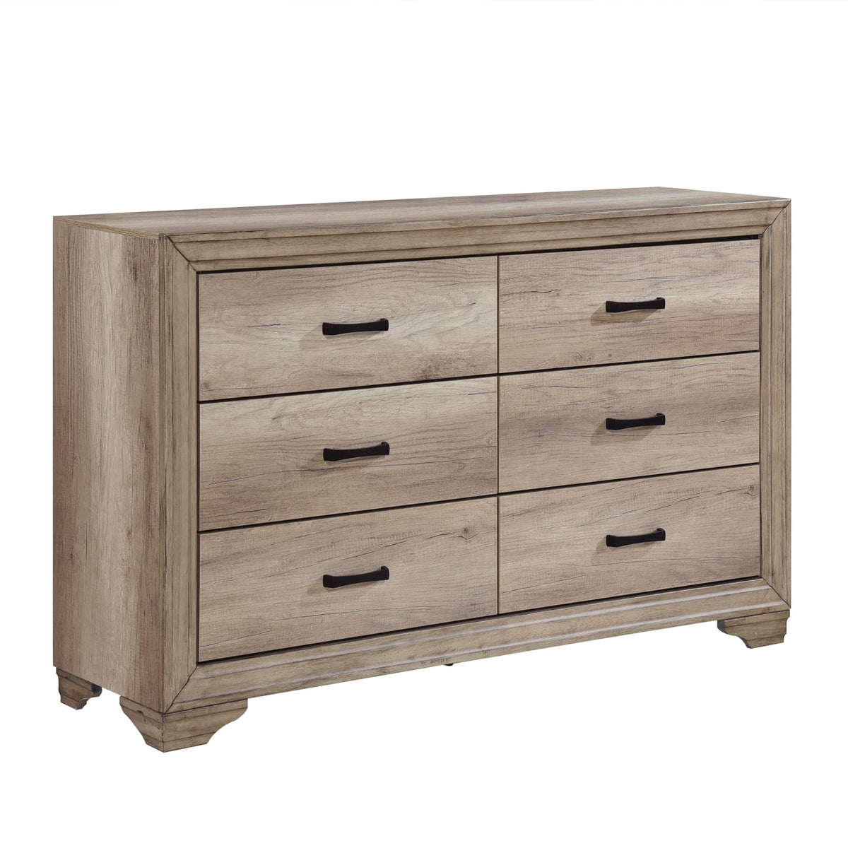 Natural Wood 6 Drawer Dresser - Bedroom Furniture