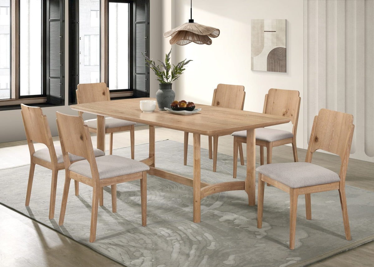 6-Person Rectangular Dining Table - Beige Wood