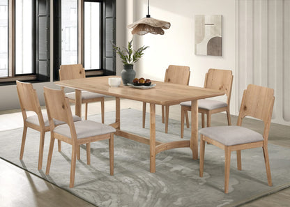 6-Person Rectangular Dining Table - Beige Wood