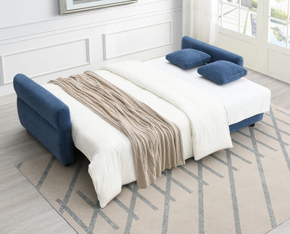 Blue Fabric Pull-out Sleeper Sofa with Storage for Living Room