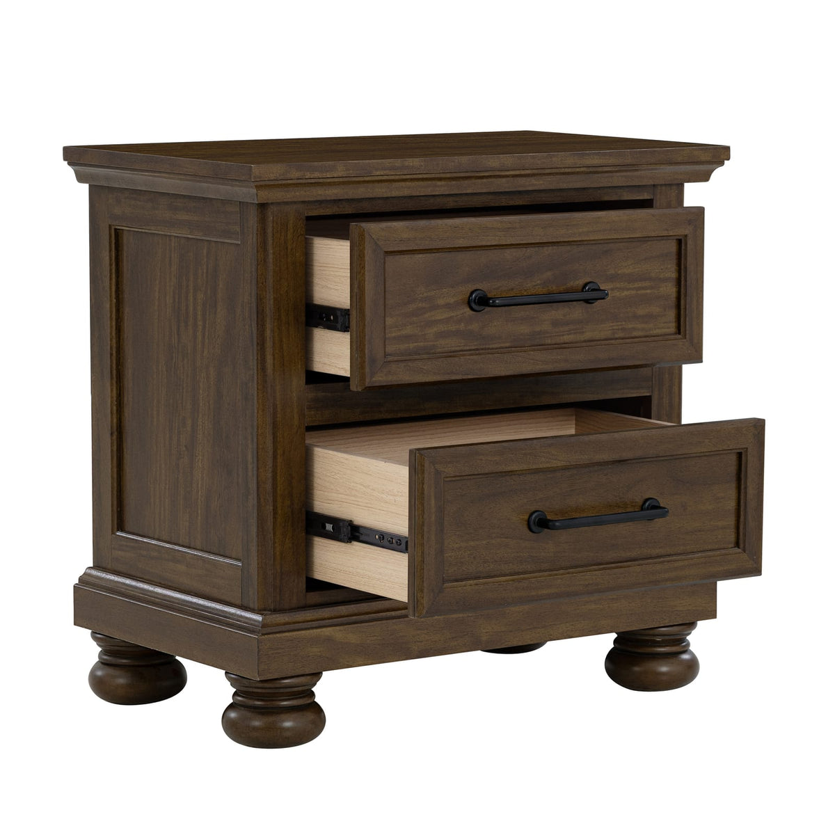 Brown Rectangle Nightstand with 2 Drawers for Bedroom
