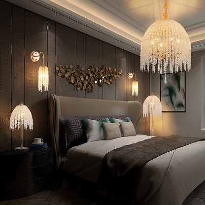 Gold Iron Wall Sconces Set - 2 Crystal Light Fixtures
