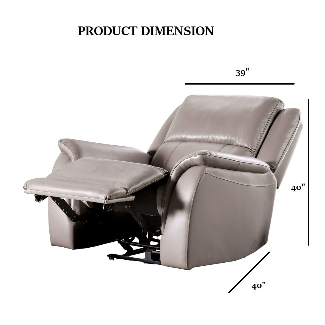 Light Gray Power Recliner - Transitional Style, 1pc Comfort