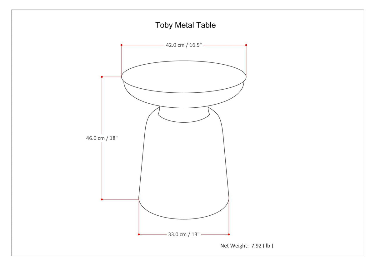 Black Metal Accent Table - 16.5" Wide