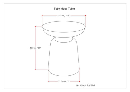 Black Metal Accent Table - 16.5" Wide