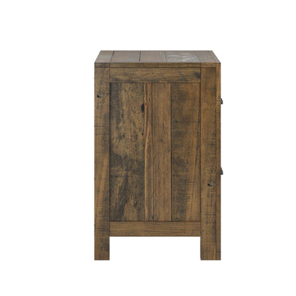 Solid Wood Brown Nightstand with 2 Drawers, 26"W x 18"D for Bedroom