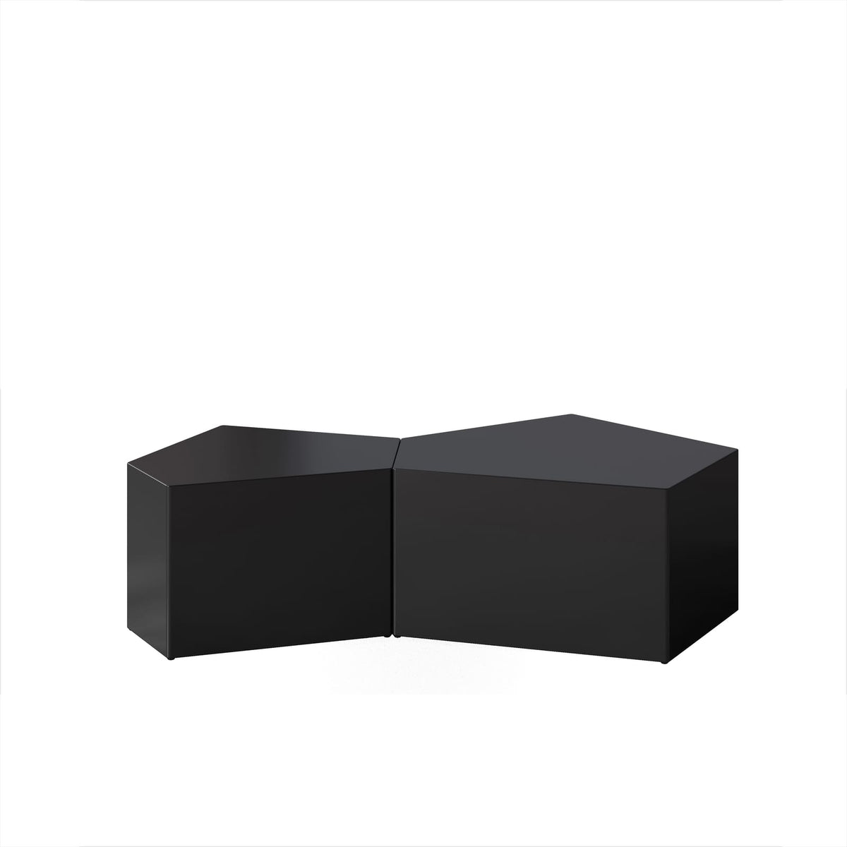 Irregular Pentagon Nesting Coffee Table Set, Black (Set of 2) for Living Room