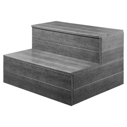 Gray Plastic Hot Tub Steps for Small Patio or Family Outdoor Use