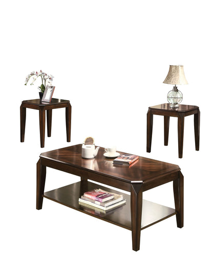 Docila 3PC Coffee & End Table Set - Walnut Finish