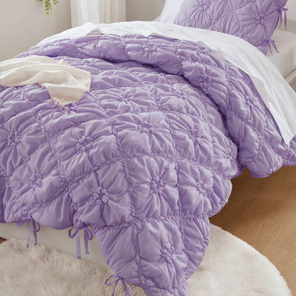 Purple Floral Microfiber Comforter Set - Twin Size