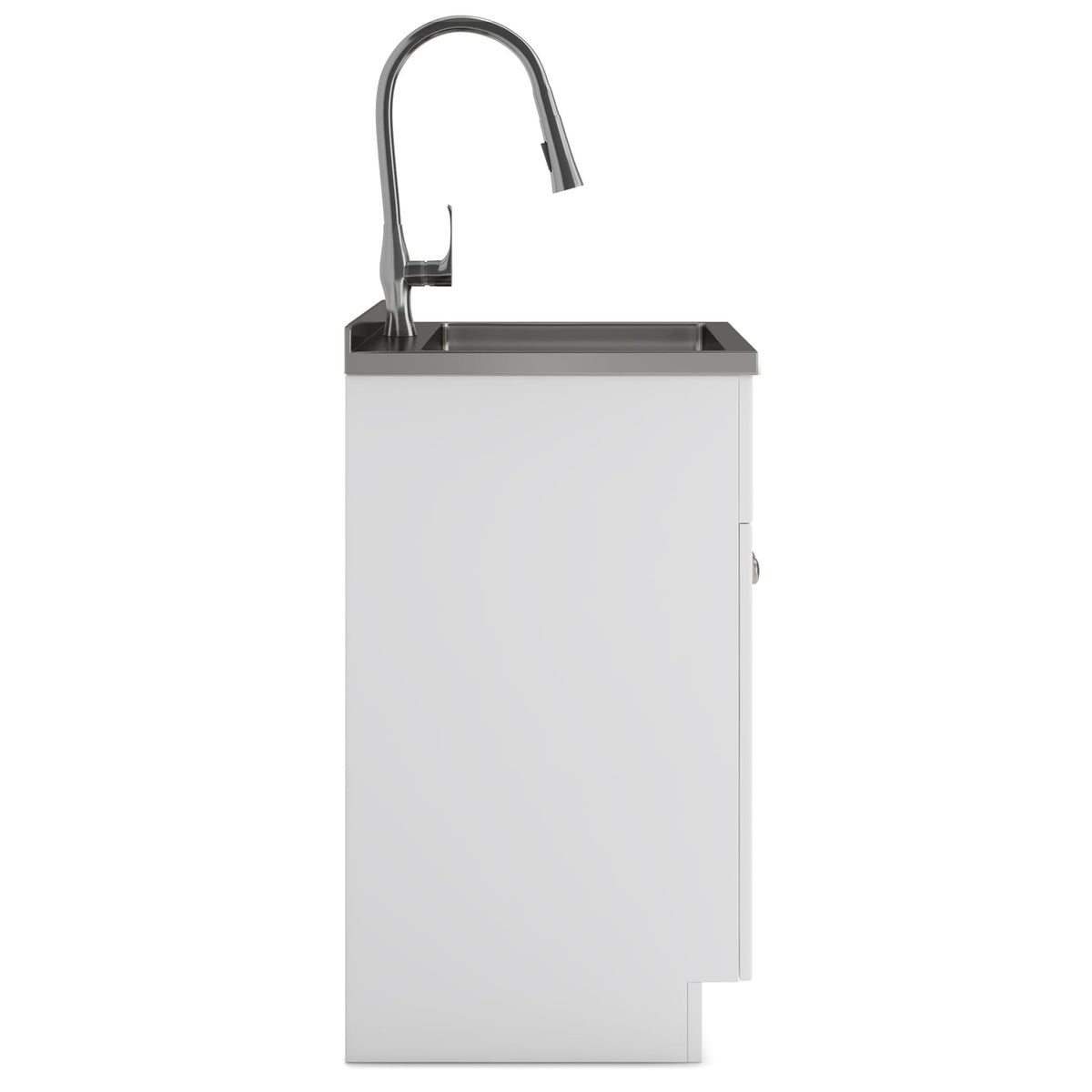 White Laundry Cabinet with Sink & Faucet - 24" Storage