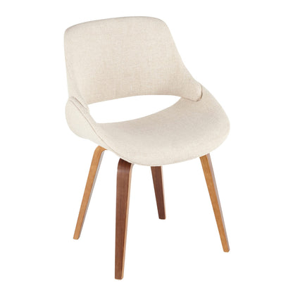 Mid-Century Modern Dining Accent Chairs - Cream Fabric Set of 2