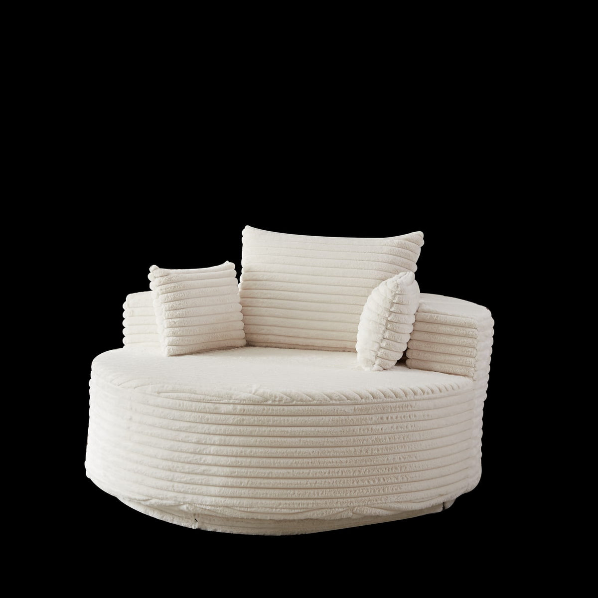 55"L Corduroy Foam Single Swivel Chair - Beige