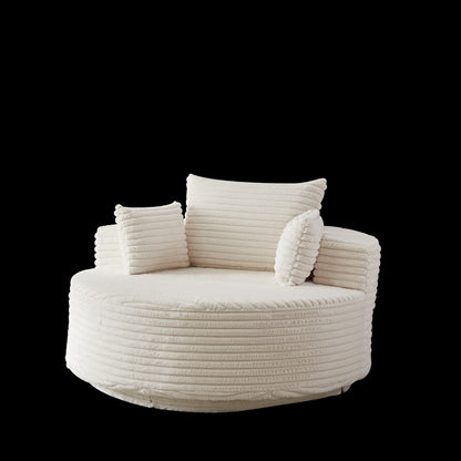 55"L Corduroy Foam Single Swivel Chair - Beige
