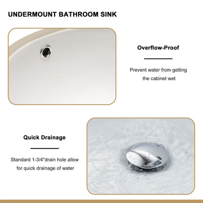 White Ceramic Oval Bathroom Sink - 16.5" x 13.4"