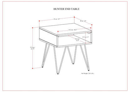 22" Oak Wood End Table with Storage Shelves for Living Room
