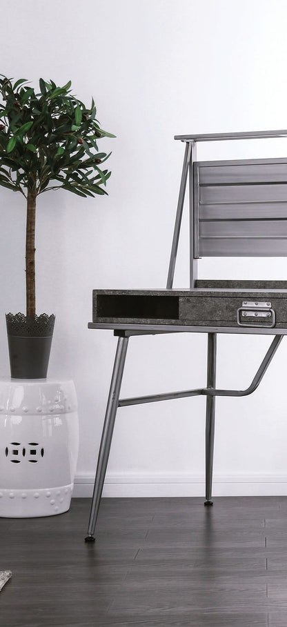 Silver Metal Computer Desk - 1 Drawer & 2 Shelves for Home Office