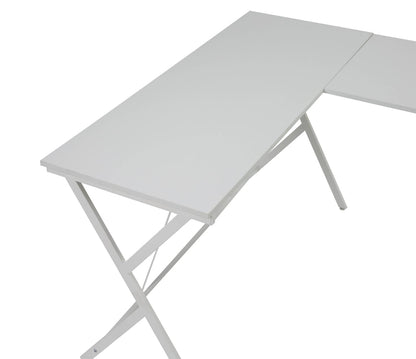 Dazenus White Computer Desk - L-Shaped Office Desk for Home Office