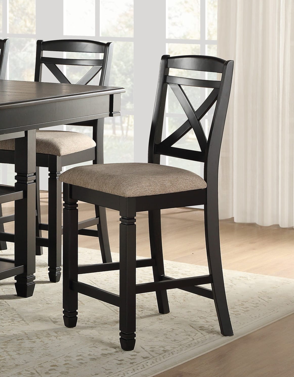 Black Transitional Dining Set with Storage for Dining Room