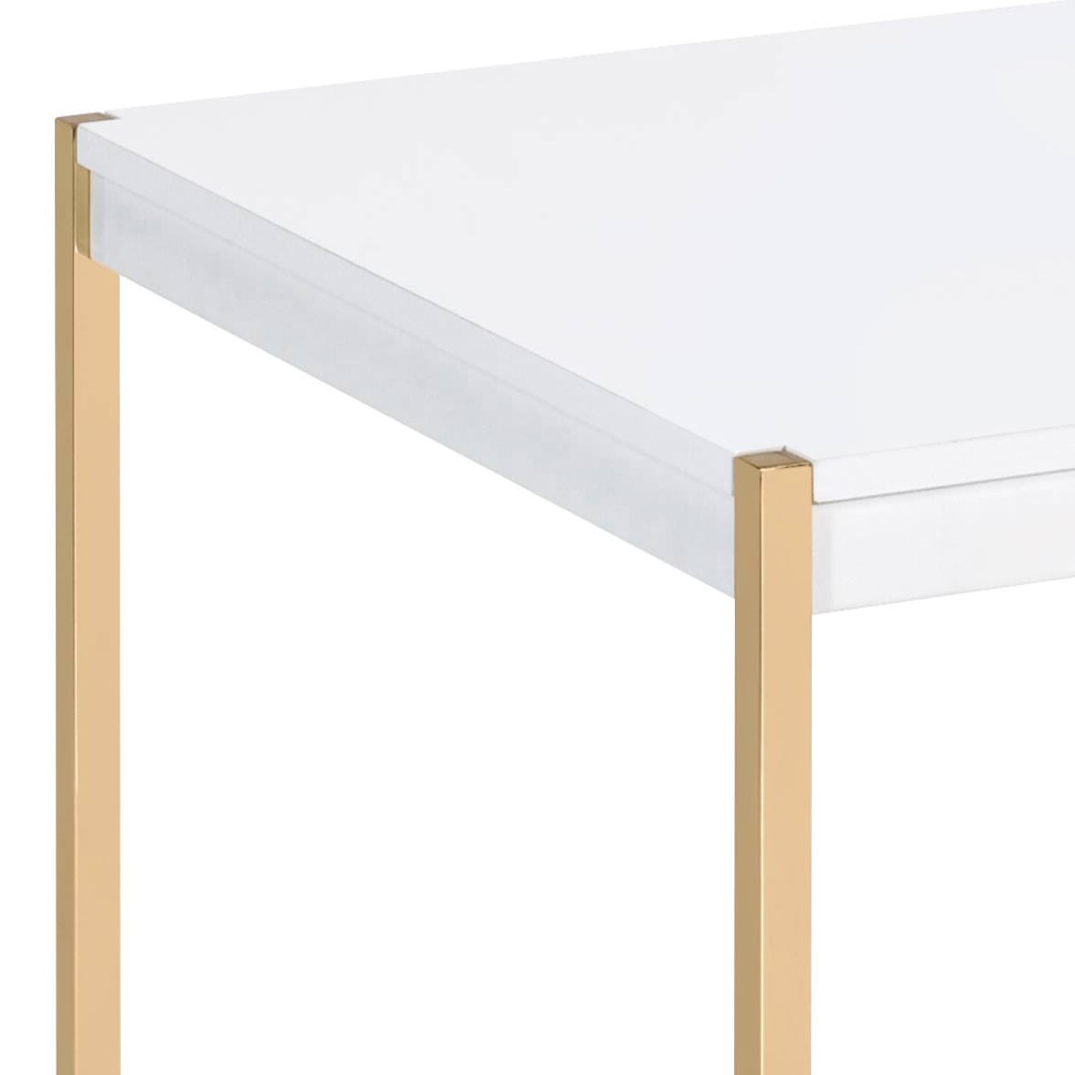 White Gold Square End Table - Modern Living Room Table