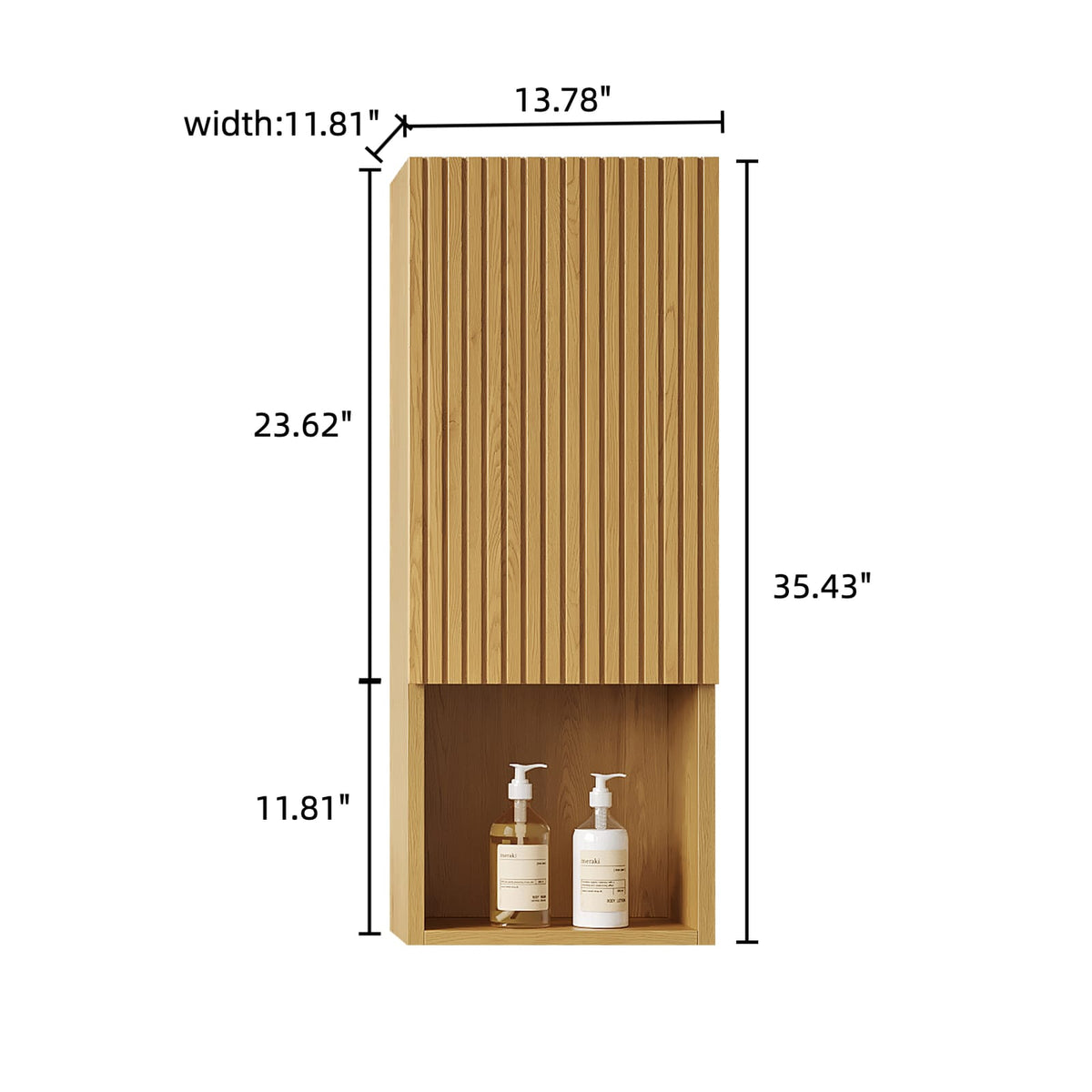 MITCH 35" Tall Bathroom Wall Mounted Cabinet - Golden Oak