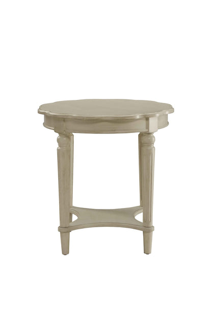 Antique White End Table with Bottom Shelf for Living Room