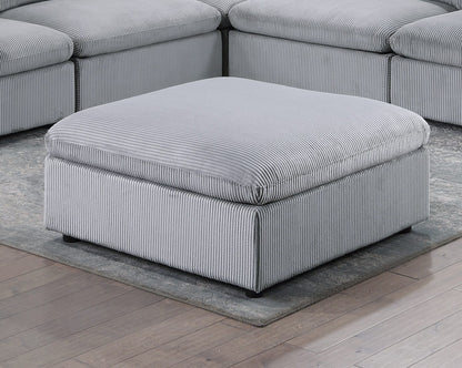 Contemporary Light Gray Corduroy Ottoman - 39" Square