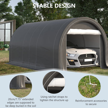 Outsunny 10' x 16' Carport - Heavy Duty Steel Garage Tent, Grey