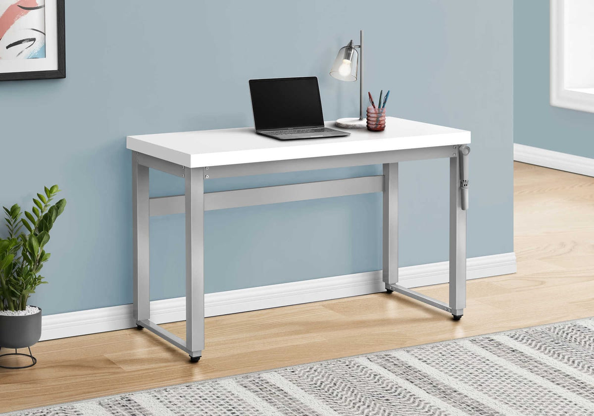 Adjustable Computer Desk - White Laminate, 48"L Home Office Desk