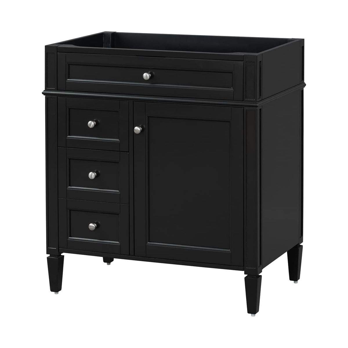 Black Bathroom Vanity with Storage - 2 Drawers, MDF