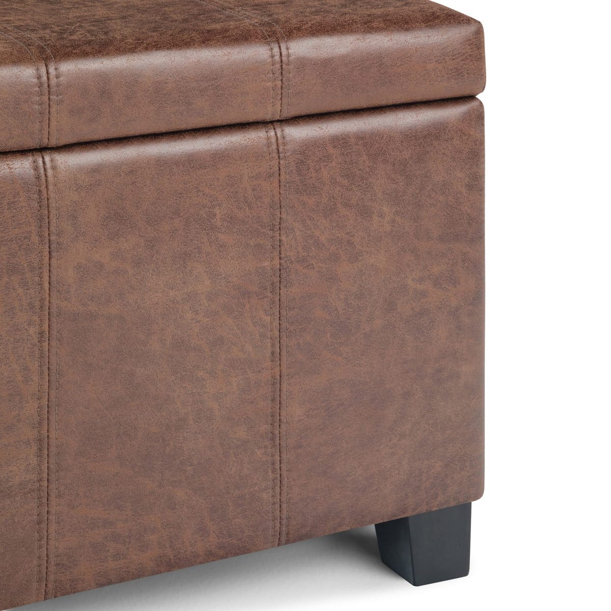 Dark Brown Faux Leather Storage Ottoman Bench for Living Room